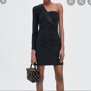 Zara one shoulder tuxedo dress